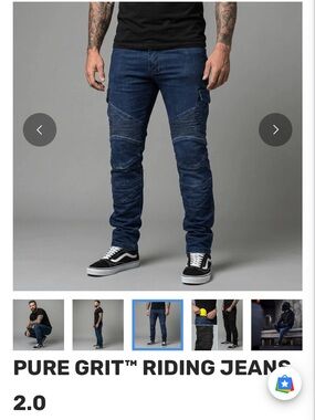 RIPPL pure Grit Men’s Slim-Straight Moto Armored Riding Jeans — Dark Blue